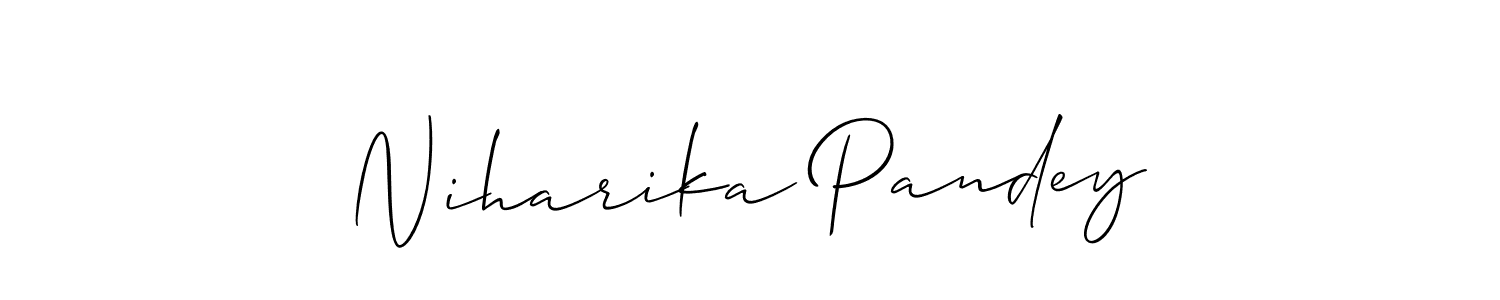 if you are searching for the best signature style for your name Niharika Pandey. so please give up your signature search. here we have designed multiple signature styles  using Allison_Script. Niharika Pandey signature style 2 images and pictures png