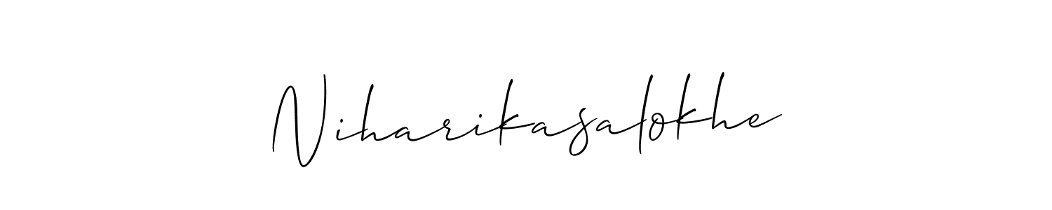 How to Draw Niharikasalokhe signature style? Allison_Script is a latest design signature styles for name Niharikasalokhe. Niharikasalokhe signature style 2 images and pictures png