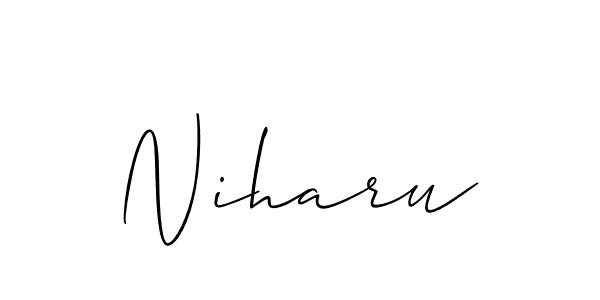 Use a signature maker to create a handwritten signature online. With this signature software, you can design (Allison_Script) your own signature for name Niharu. Niharu signature style 2 images and pictures png