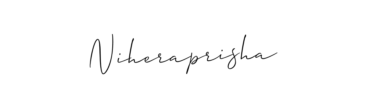 Allison_Script is a professional signature style that is perfect for those who want to add a touch of class to their signature. It is also a great choice for those who want to make their signature more unique. Get Niheraprisha name to fancy signature for free. Niheraprisha signature style 2 images and pictures png
