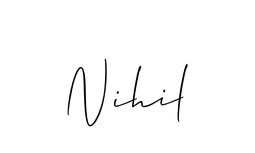 Use a signature maker to create a handwritten signature online. With this signature software, you can design (Allison_Script) your own signature for name Nihil. Nihil signature style 2 images and pictures png