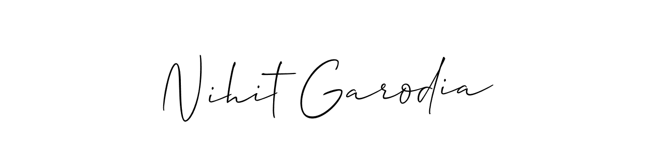 The best way (Allison_Script) to make a short signature is to pick only two or three words in your name. The name Nihit Garodia include a total of six letters. For converting this name. Nihit Garodia signature style 2 images and pictures png