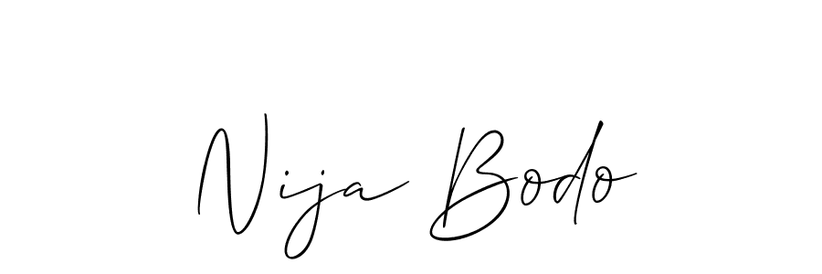 The best way (Allison_Script) to make a short signature is to pick only two or three words in your name. The name Nija Bodo include a total of six letters. For converting this name. Nija Bodo signature style 2 images and pictures png