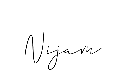 Also we have Nijam name is the best signature style. Create professional handwritten signature collection using Allison_Script autograph style. Nijam signature style 2 images and pictures png