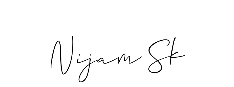 Also You can easily find your signature by using the search form. We will create Nijam Sk name handwritten signature images for you free of cost using Allison_Script sign style. Nijam Sk signature style 2 images and pictures png