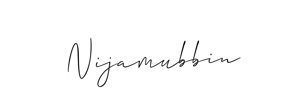 if you are searching for the best signature style for your name Nijamubbin. so please give up your signature search. here we have designed multiple signature styles  using Allison_Script. Nijamubbin signature style 2 images and pictures png