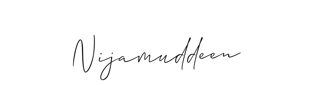 Make a beautiful signature design for name Nijamuddeen. With this signature (Allison_Script) style, you can create a handwritten signature for free. Nijamuddeen signature style 2 images and pictures png