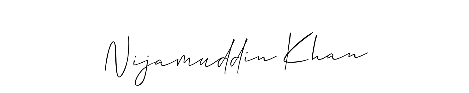 Make a beautiful signature design for name Nijamuddin Khan. With this signature (Allison_Script) style, you can create a handwritten signature for free. Nijamuddin Khan signature style 2 images and pictures png