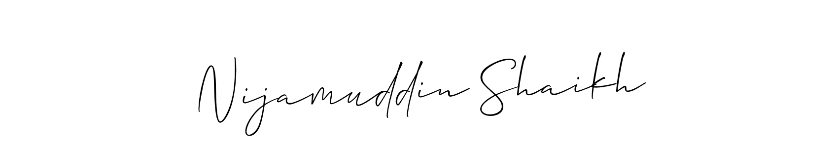 How to make Nijamuddin Shaikh signature? Allison_Script is a professional autograph style. Create handwritten signature for Nijamuddin Shaikh name. Nijamuddin Shaikh signature style 2 images and pictures png