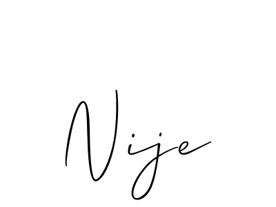 The best way (Allison_Script) to make a short signature is to pick only two or three words in your name. The name Nije include a total of six letters. For converting this name. Nije signature style 2 images and pictures png