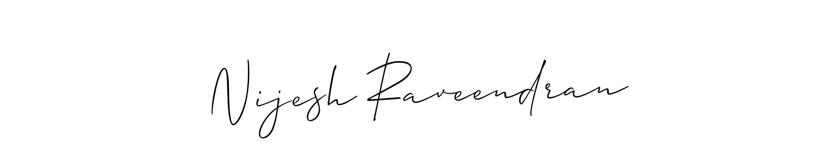 The best way (Allison_Script) to make a short signature is to pick only two or three words in your name. The name Nijesh Raveendran include a total of six letters. For converting this name. Nijesh Raveendran signature style 2 images and pictures png