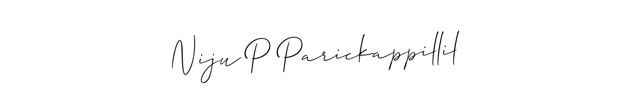 Also You can easily find your signature by using the search form. We will create Niju P Parickappillil name handwritten signature images for you free of cost using Allison_Script sign style. Niju P Parickappillil signature style 2 images and pictures png