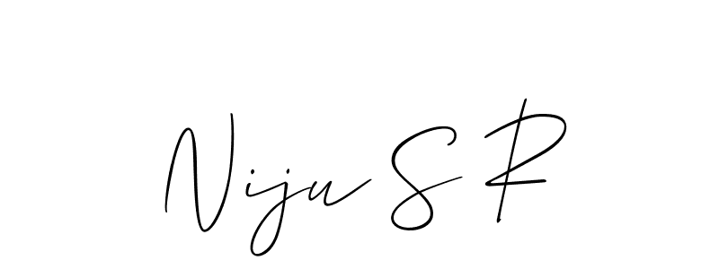 How to make Niju S R name signature. Use Allison_Script style for creating short signs online. This is the latest handwritten sign. Niju S R signature style 2 images and pictures png