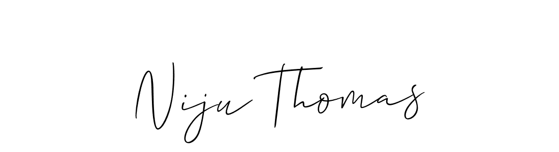 How to make Niju Thomas name signature. Use Allison_Script style for creating short signs online. This is the latest handwritten sign. Niju Thomas signature style 2 images and pictures png