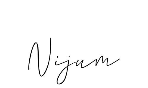 Design your own signature with our free online signature maker. With this signature software, you can create a handwritten (Allison_Script) signature for name Nijum. Nijum signature style 2 images and pictures png