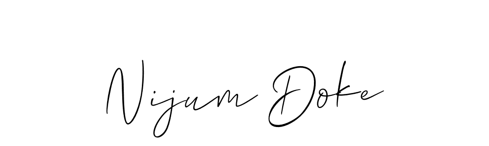 Similarly Allison_Script is the best handwritten signature design. Signature creator online .You can use it as an online autograph creator for name Nijum Doke. Nijum Doke signature style 2 images and pictures png