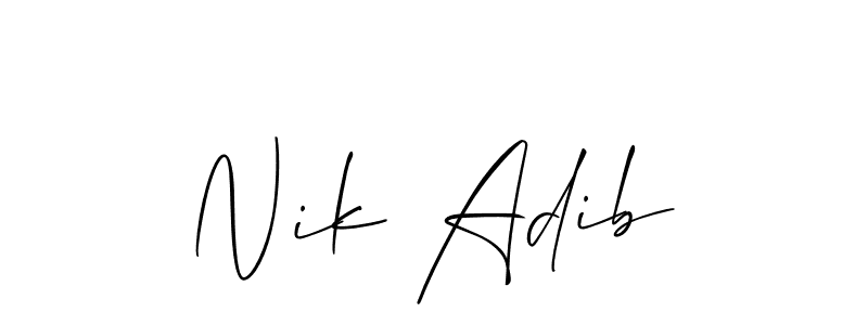 Use a signature maker to create a handwritten signature online. With this signature software, you can design (Allison_Script) your own signature for name Nik Adib. Nik Adib signature style 2 images and pictures png