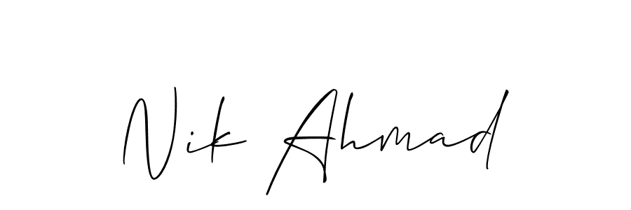 if you are searching for the best signature style for your name Nik Ahmad. so please give up your signature search. here we have designed multiple signature styles  using Allison_Script. Nik Ahmad signature style 2 images and pictures png