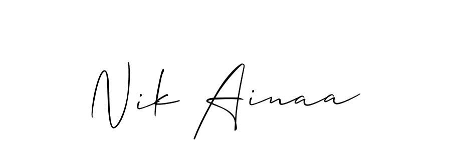 Also we have Nik Ainaa name is the best signature style. Create professional handwritten signature collection using Allison_Script autograph style. Nik Ainaa signature style 2 images and pictures png