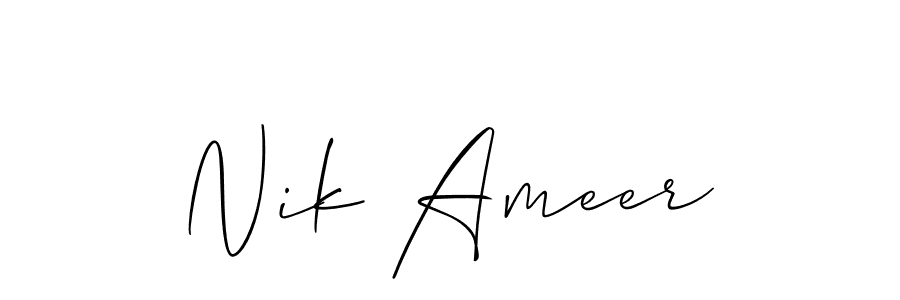 Make a beautiful signature design for name Nik Ameer. With this signature (Allison_Script) style, you can create a handwritten signature for free. Nik Ameer signature style 2 images and pictures png