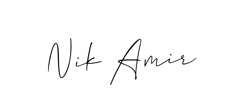 The best way (Allison_Script) to make a short signature is to pick only two or three words in your name. The name Nik Amir include a total of six letters. For converting this name. Nik Amir signature style 2 images and pictures png