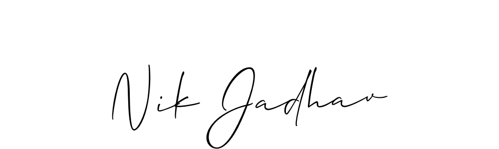 Make a beautiful signature design for name Nik Jadhav. With this signature (Allison_Script) style, you can create a handwritten signature for free. Nik Jadhav signature style 2 images and pictures png