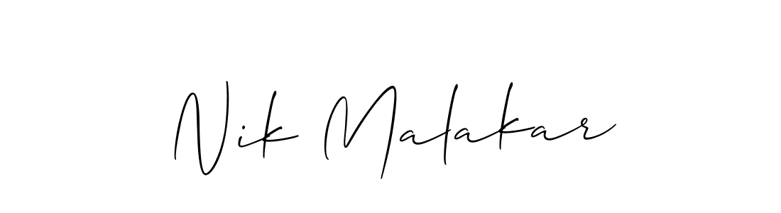 It looks lik you need a new signature style for name Nik Malakar. Design unique handwritten (Allison_Script) signature with our free signature maker in just a few clicks. Nik Malakar signature style 2 images and pictures png