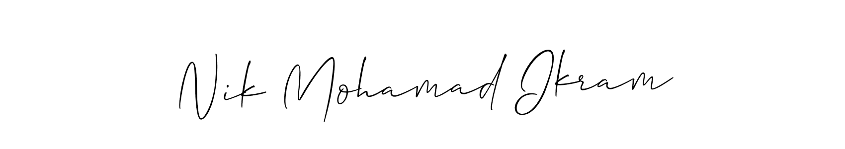 Also You can easily find your signature by using the search form. We will create Nik Mohamad Ikram name handwritten signature images for you free of cost using Allison_Script sign style. Nik Mohamad Ikram signature style 2 images and pictures png