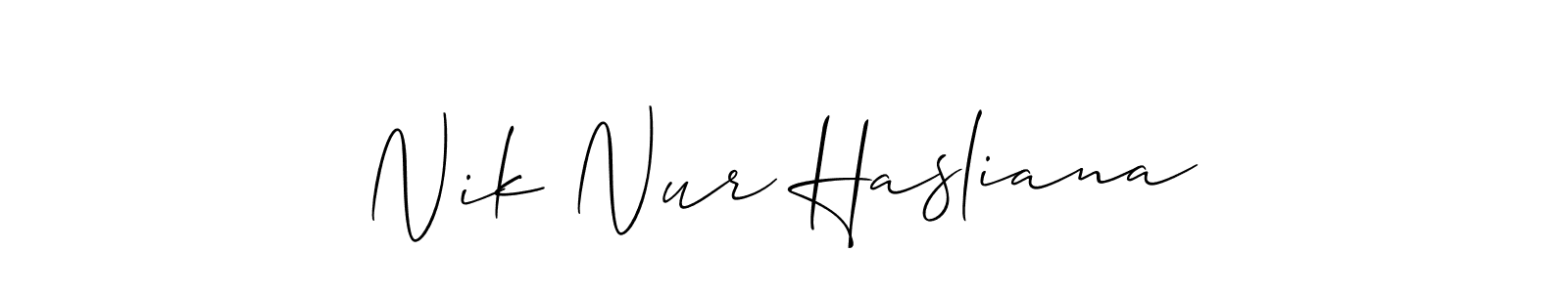 Make a beautiful signature design for name Nik Nur Hasliana. With this signature (Allison_Script) style, you can create a handwritten signature for free. Nik Nur Hasliana signature style 2 images and pictures png