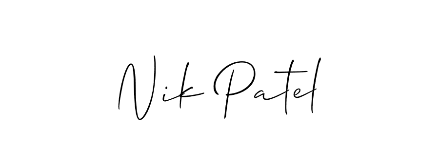 The best way (Allison_Script) to make a short signature is to pick only two or three words in your name. The name Nik Patel include a total of six letters. For converting this name. Nik Patel signature style 2 images and pictures png