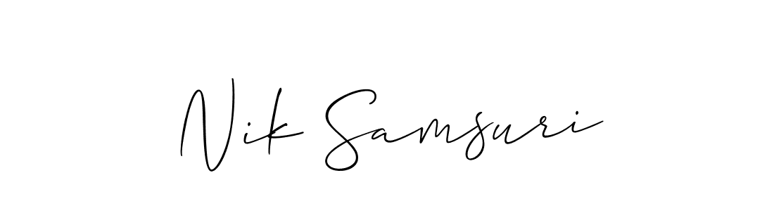 Make a short Nik Samsuri signature style. Manage your documents anywhere anytime using Allison_Script. Create and add eSignatures, submit forms, share and send files easily. Nik Samsuri signature style 2 images and pictures png