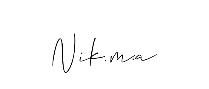 Similarly Allison_Script is the best handwritten signature design. Signature creator online .You can use it as an online autograph creator for name Nik.m.a. Nik.m.a signature style 2 images and pictures png