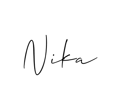 if you are searching for the best signature style for your name Nika. so please give up your signature search. here we have designed multiple signature styles  using Allison_Script. Nika signature style 2 images and pictures png