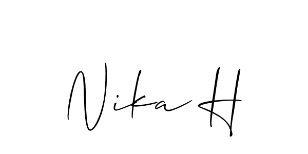 Use a signature maker to create a handwritten signature online. With this signature software, you can design (Allison_Script) your own signature for name Nika H. Nika H signature style 2 images and pictures png
