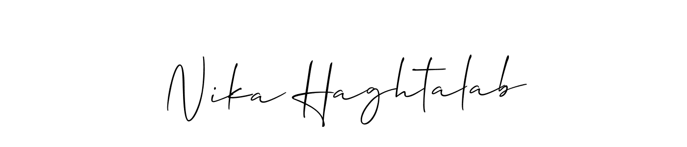 Similarly Allison_Script is the best handwritten signature design. Signature creator online .You can use it as an online autograph creator for name Nika Haghtalab. Nika Haghtalab signature style 2 images and pictures png