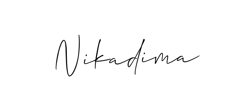 Use a signature maker to create a handwritten signature online. With this signature software, you can design (Allison_Script) your own signature for name Nikadima. Nikadima signature style 2 images and pictures png