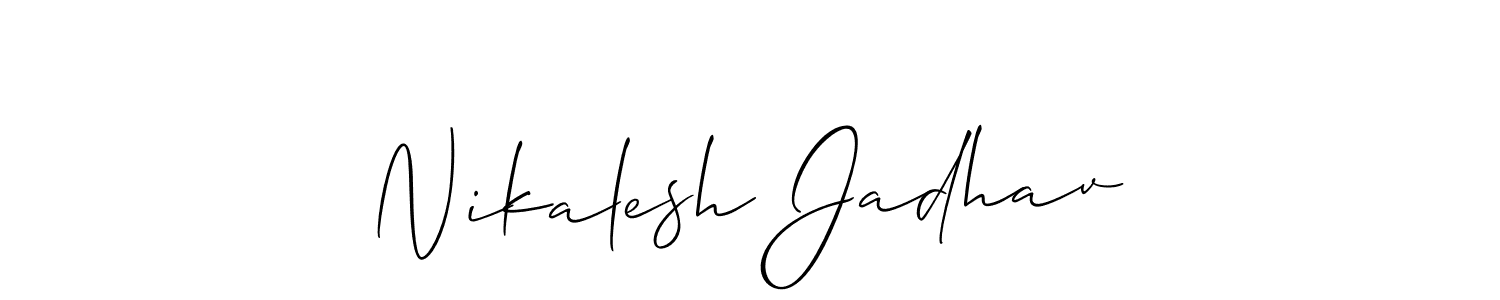 The best way (Allison_Script) to make a short signature is to pick only two or three words in your name. The name Nikalesh Jadhav include a total of six letters. For converting this name. Nikalesh Jadhav signature style 2 images and pictures png