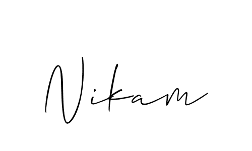 It looks lik you need a new signature style for name Nikam. Design unique handwritten (Allison_Script) signature with our free signature maker in just a few clicks. Nikam signature style 2 images and pictures png