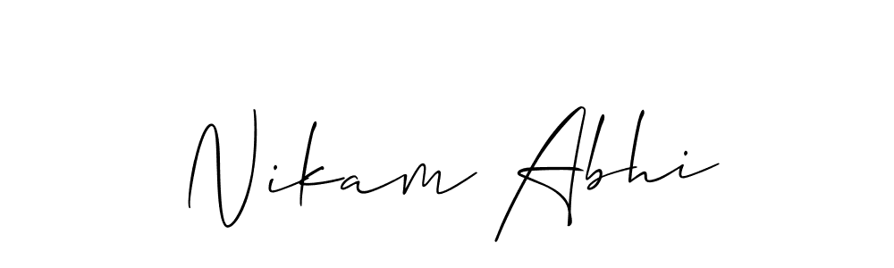 Allison_Script is a professional signature style that is perfect for those who want to add a touch of class to their signature. It is also a great choice for those who want to make their signature more unique. Get Nikam Abhi name to fancy signature for free. Nikam Abhi signature style 2 images and pictures png