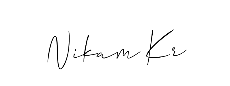 Allison_Script is a professional signature style that is perfect for those who want to add a touch of class to their signature. It is also a great choice for those who want to make their signature more unique. Get Nikam Kr name to fancy signature for free. Nikam Kr signature style 2 images and pictures png
