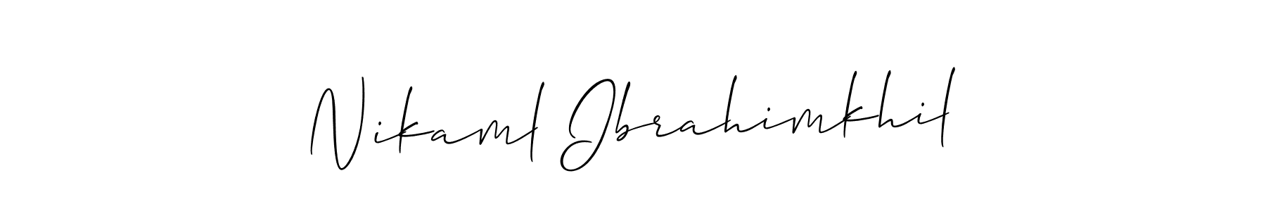 Create a beautiful signature design for name Nikaml Ibrahimkhil. With this signature (Allison_Script) fonts, you can make a handwritten signature for free. Nikaml Ibrahimkhil signature style 2 images and pictures png