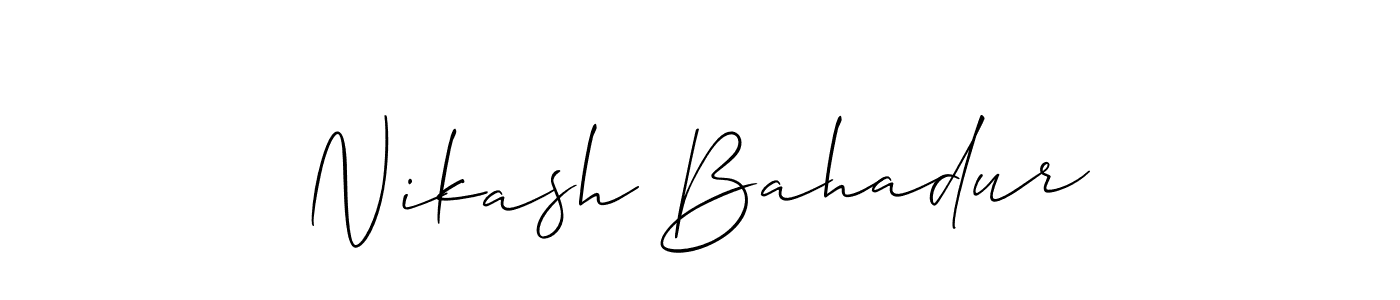 Allison_Script is a professional signature style that is perfect for those who want to add a touch of class to their signature. It is also a great choice for those who want to make their signature more unique. Get Nikash Bahadur name to fancy signature for free. Nikash Bahadur signature style 2 images and pictures png
