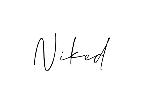 The best way (Allison_Script) to make a short signature is to pick only two or three words in your name. The name Niked include a total of six letters. For converting this name. Niked signature style 2 images and pictures png