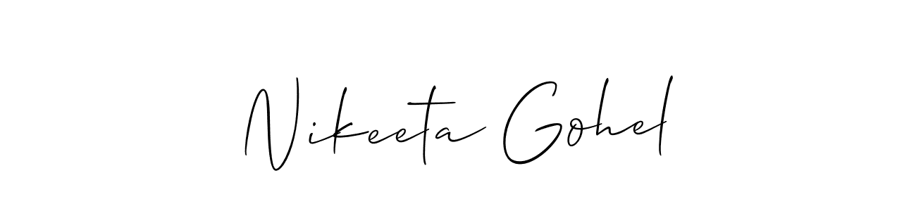 Make a beautiful signature design for name Nikeeta Gohel. With this signature (Allison_Script) style, you can create a handwritten signature for free. Nikeeta Gohel signature style 2 images and pictures png