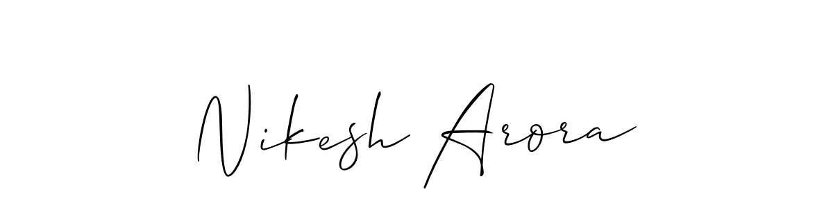 Allison_Script is a professional signature style that is perfect for those who want to add a touch of class to their signature. It is also a great choice for those who want to make their signature more unique. Get Nikesh Arora name to fancy signature for free. Nikesh Arora signature style 2 images and pictures png