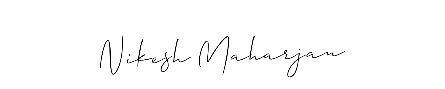 How to make Nikesh Maharjan name signature. Use Allison_Script style for creating short signs online. This is the latest handwritten sign. Nikesh Maharjan signature style 2 images and pictures png