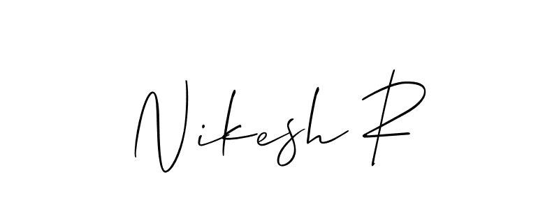 Use a signature maker to create a handwritten signature online. With this signature software, you can design (Allison_Script) your own signature for name Nikesh R. Nikesh R signature style 2 images and pictures png