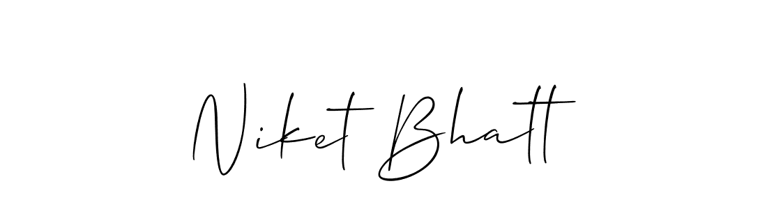 Niket Bhatt stylish signature style. Best Handwritten Sign (Allison_Script) for my name. Handwritten Signature Collection Ideas for my name Niket Bhatt. Niket Bhatt signature style 2 images and pictures png
