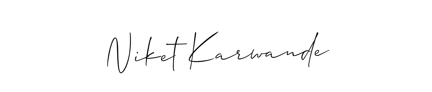 Make a beautiful signature design for name Niket Karwande. With this signature (Allison_Script) style, you can create a handwritten signature for free. Niket Karwande signature style 2 images and pictures png