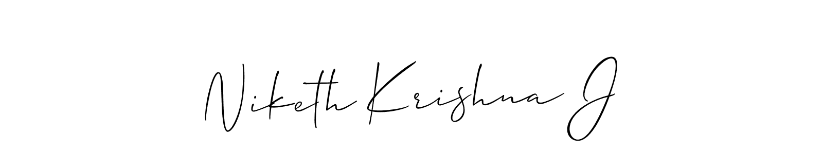Allison_Script is a professional signature style that is perfect for those who want to add a touch of class to their signature. It is also a great choice for those who want to make their signature more unique. Get Niketh Krishna J name to fancy signature for free. Niketh Krishna J signature style 2 images and pictures png